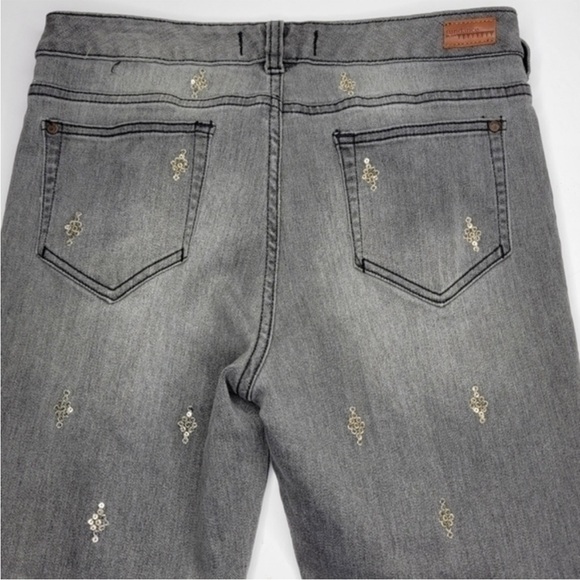 Sundance Primrose Party Gray Embellished Jeans Slim Fit Sequins Sz 29 - Picture 5 of 14